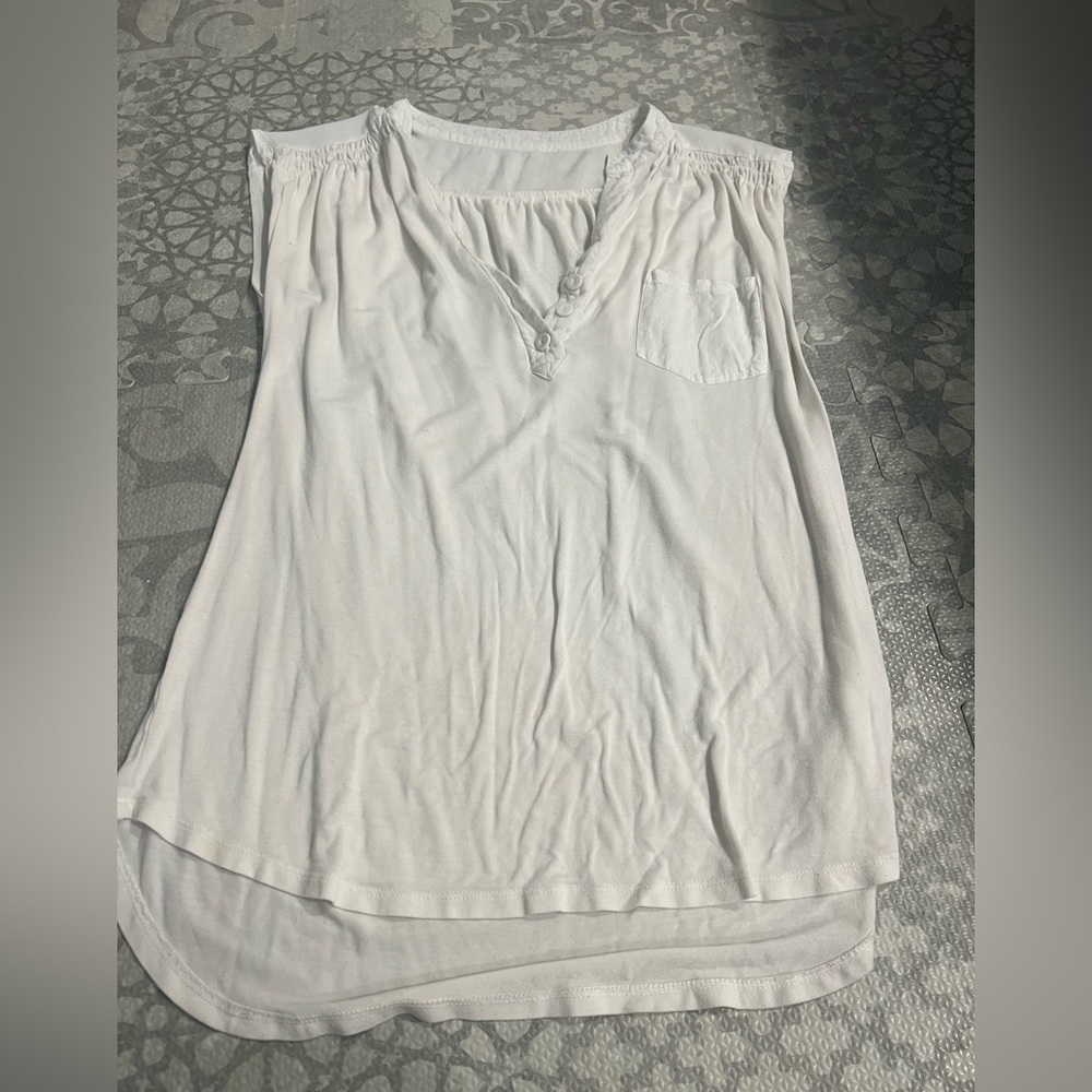 White sleeveless tank, comfortable fit, size S